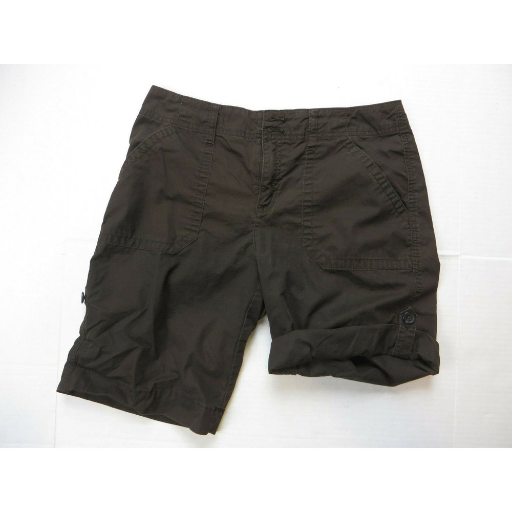 Womans Bass 100% Cotton Dk Brown Shorts Roll Up Size 8